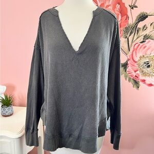 GUC XS Free People Shirt We The Free Waffle Knit Oversized Long Sleeve Shirt 118
